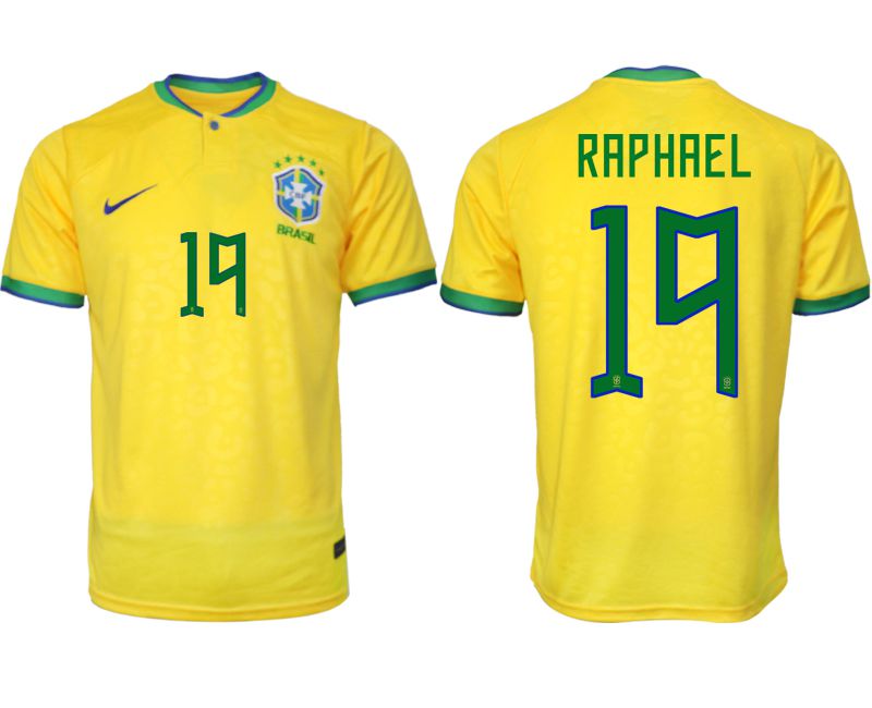 Men 2022 World Cup National Team Brazil home aaa version yellow 19 Soccer Jersey